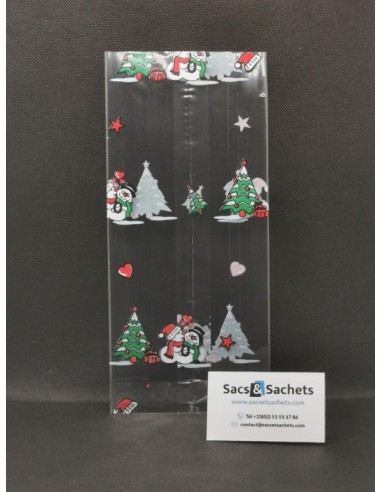 Sachet fond carton motif Noël Christmas Kiss - 120 x 260 mm - Pack